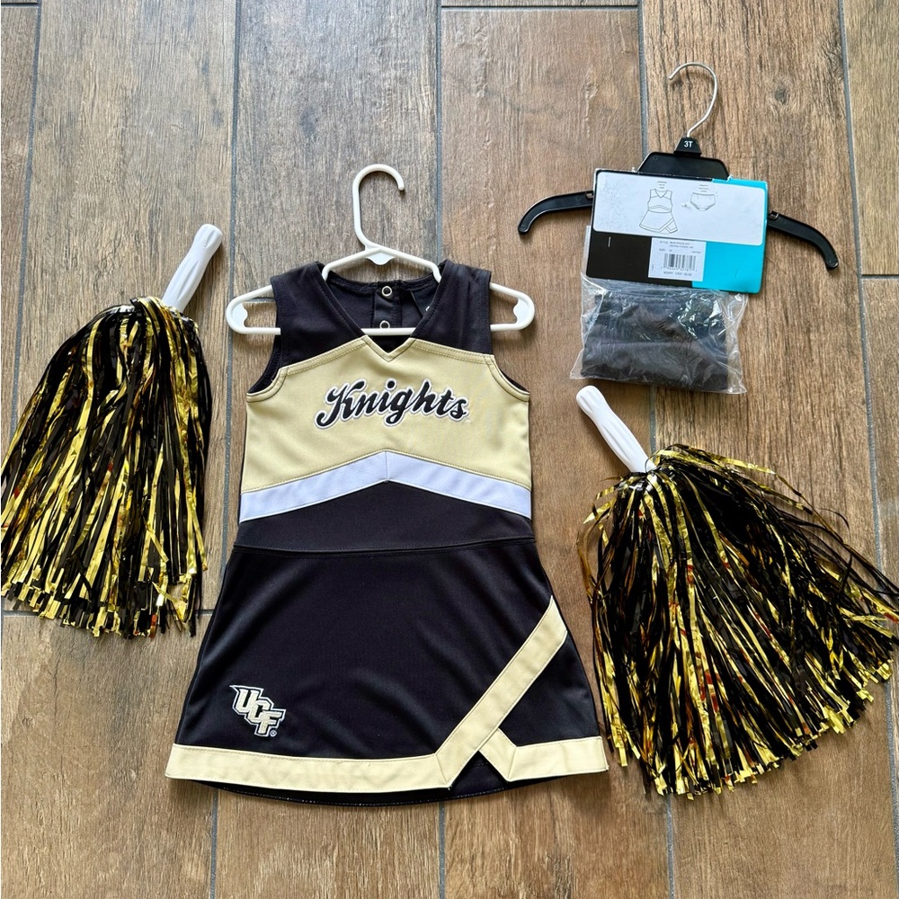 UCF Knights Cheerleader Dress with Pom Poms - 3T